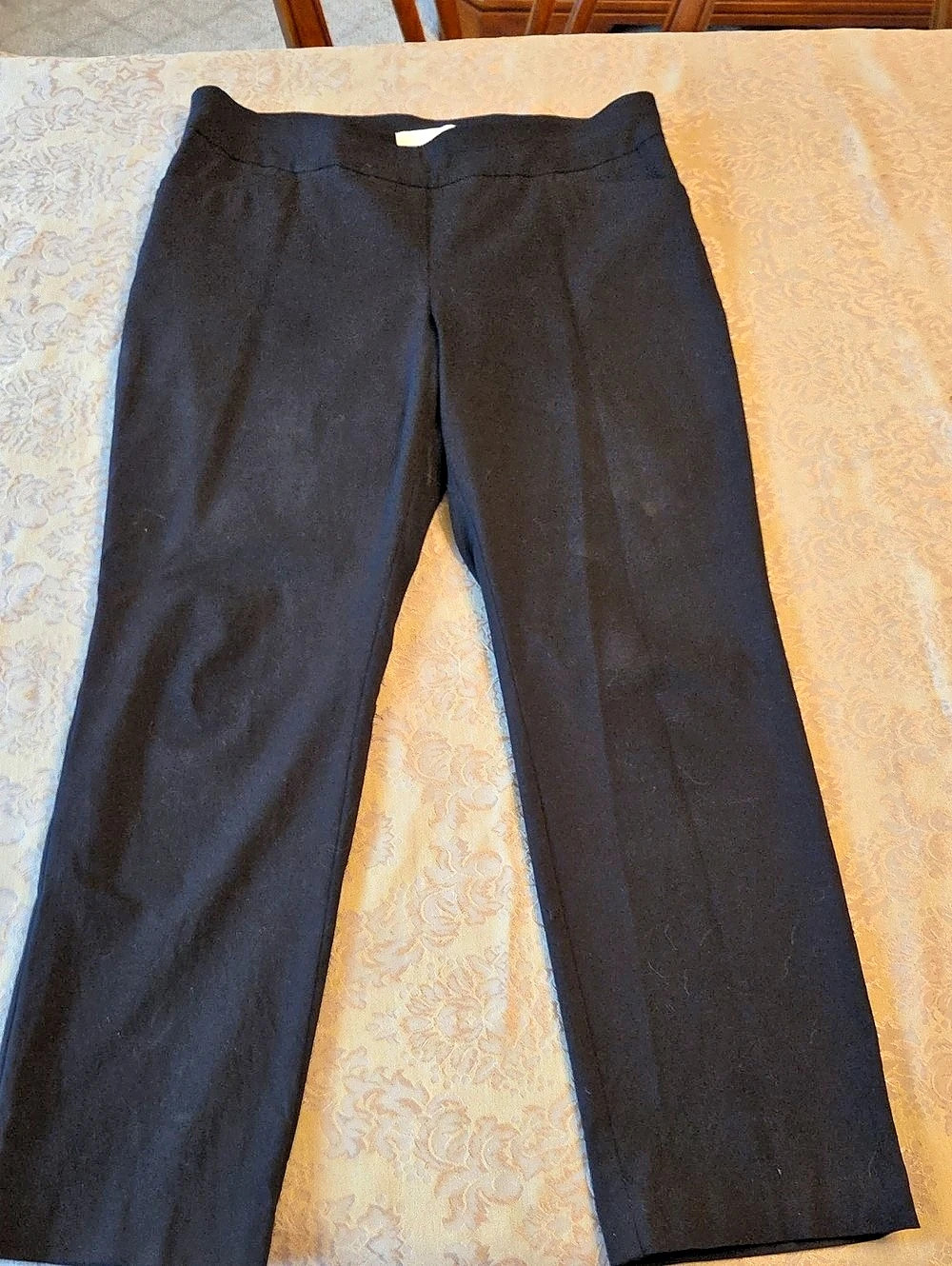 Talbots Pull-On Ankle Pants Wide Leg Black 14P
